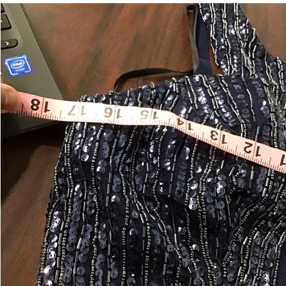 B Darlin 21/22 plus size blue sequins cropped top NWT - Picture 5 of 7